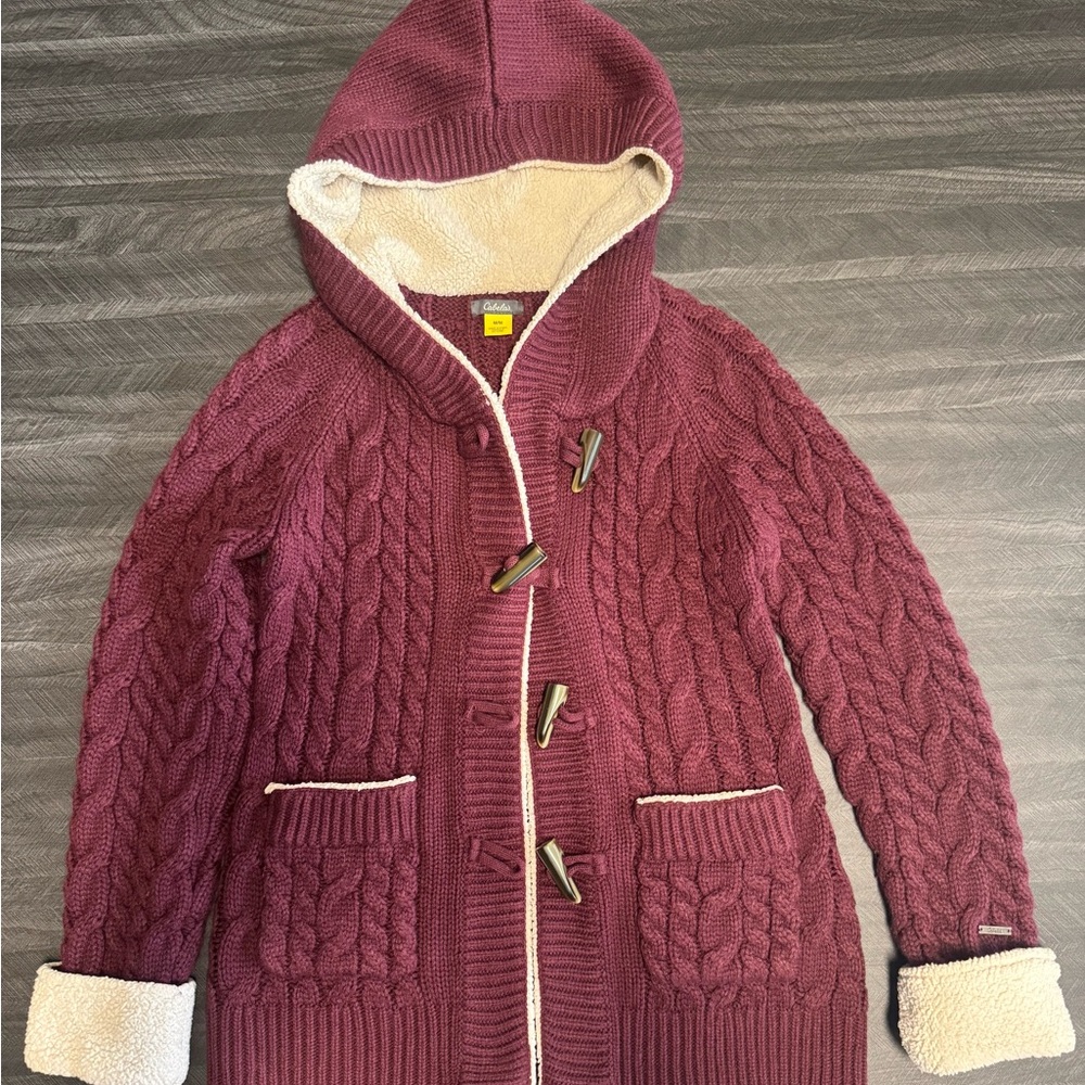 Cabela's Maroon Sherpa-Accented Cardigan